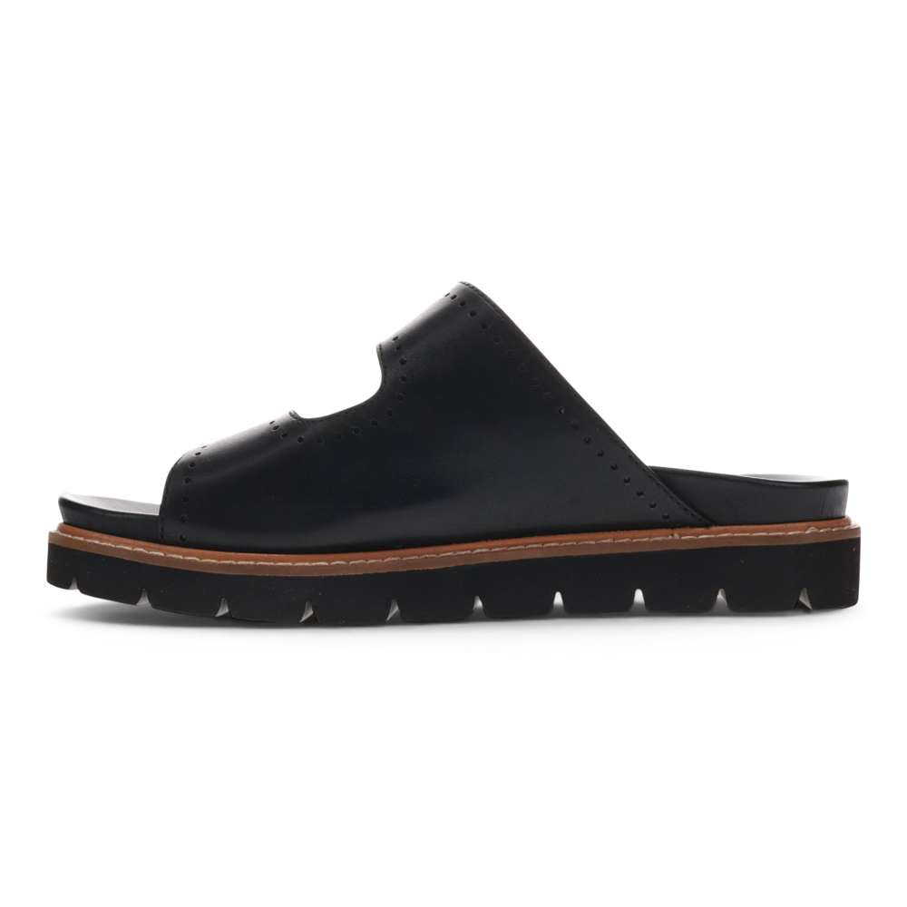 Daisy Leather Slide - Black