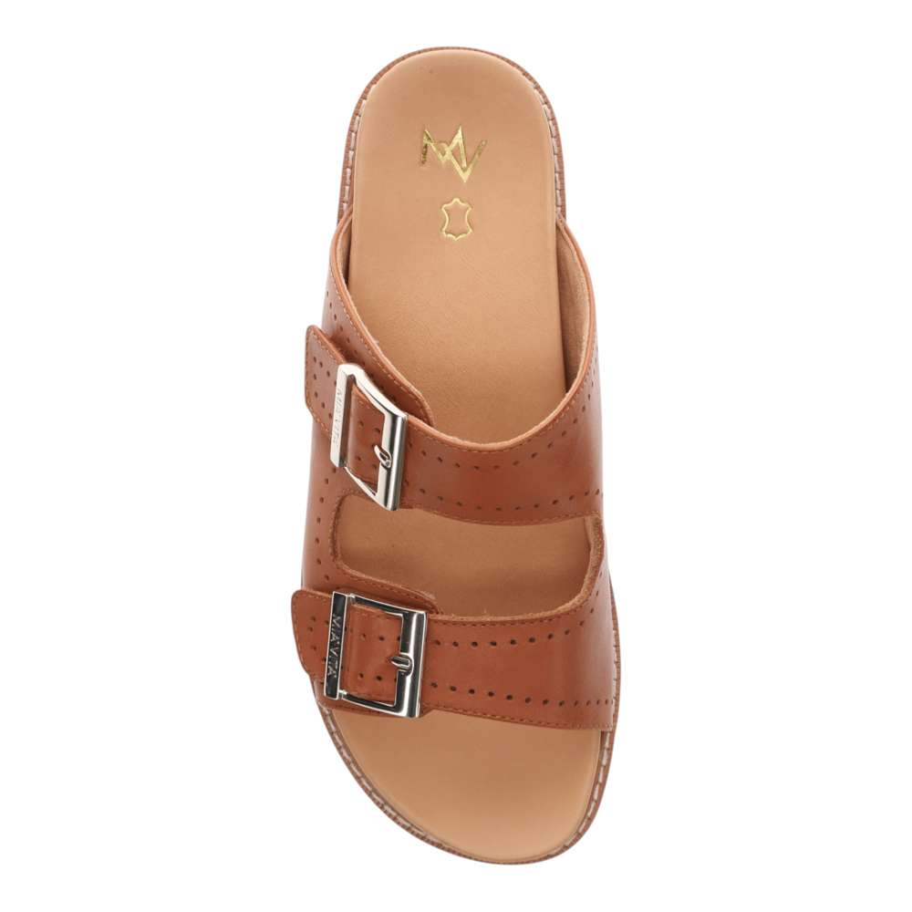 Daisy Leather Slide - Tan
