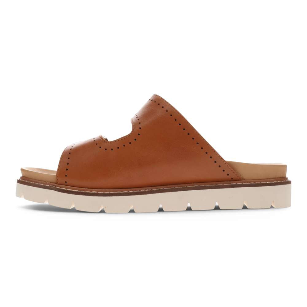 Daisy Leather Slide - Tan