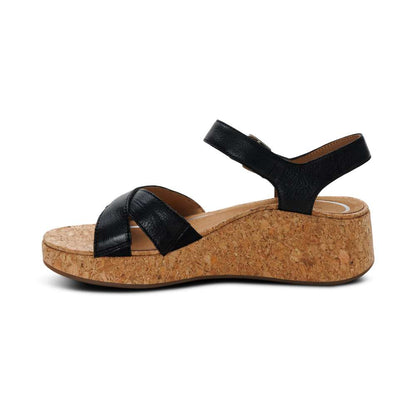 Flora Adjustable Strap Wedge - Black