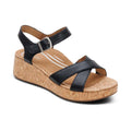 Flora Adjustable Strap Wedge - Black
