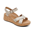 Flora Adjustable Strap Wedge - Champagne