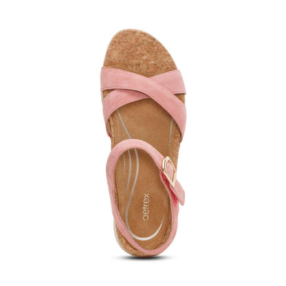 Flora Adjustable Strap Wedge - Antique rose