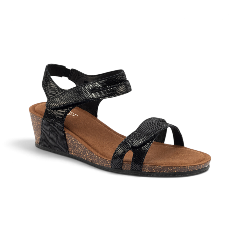 Kimberley Print Wedge - Black Sparkle