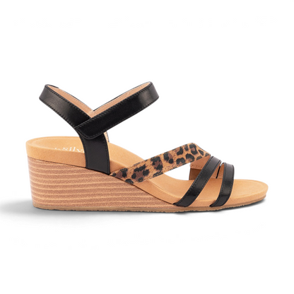Lavinia Wedge - Black/Leopard Combo