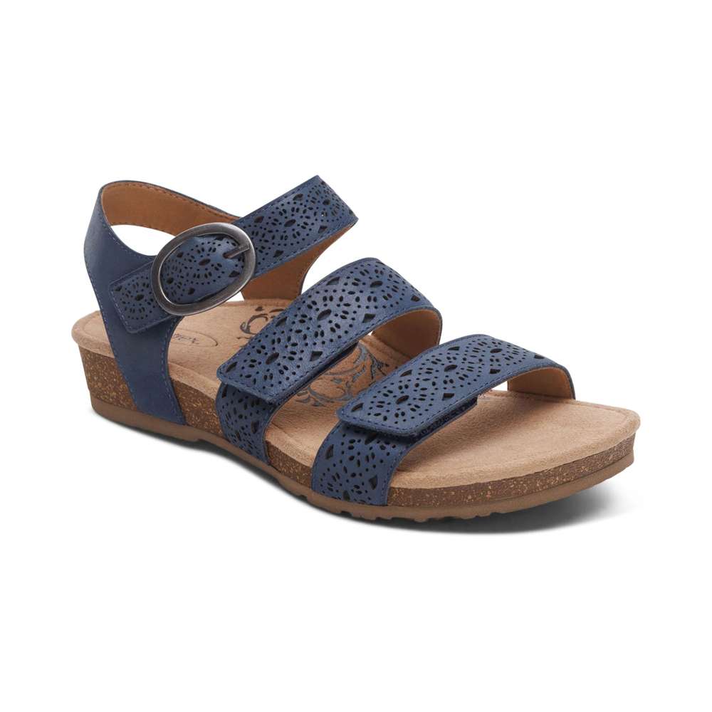 Lilly Strapped Sandal - Navy Cutout