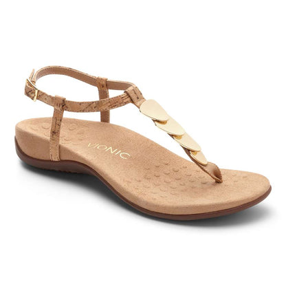 Miami T-Strap Sandal - Gold Cork
