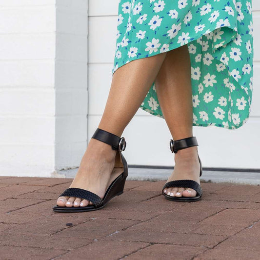 Lifestyle image for Nasia Wedge Sandal - Beige