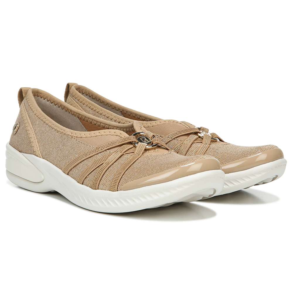 Niche Slip-On Casual Sneaker - Beige Ribbed Sparkle