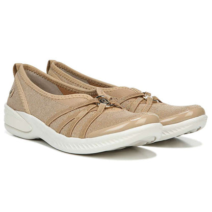 Niche Slip-On Casual Sneaker - Beige Ribbed Sparkle