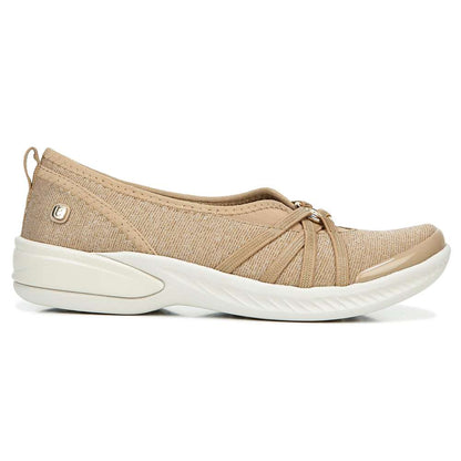 Niche Slip-On Casual Sneaker - Beige Ribbed Sparkle