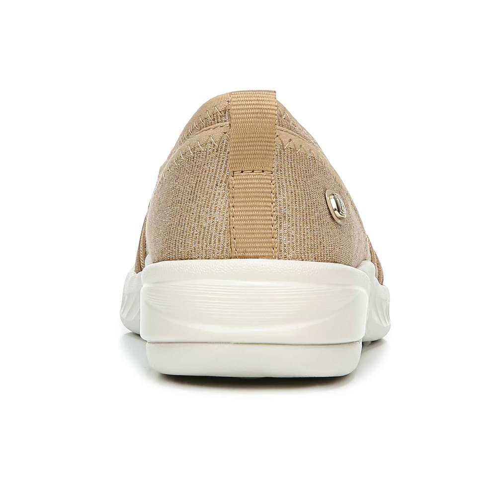 Niche Slip-On Casual Sneaker - Beige Ribbed Sparkle