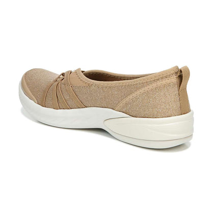 Niche Slip-On Casual Sneaker - Beige Ribbed Sparkle