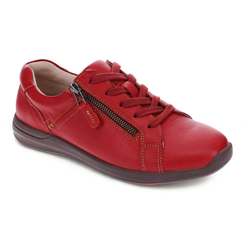 North Leather Zip Casual Sneaker - Ruby Red