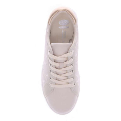 Paisley Floral Lace-Up Casual Sneaker - Beige/Patch