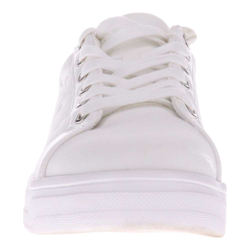 Paisley Floral Lace-Up Casual Sneaker - White/Silver Patch