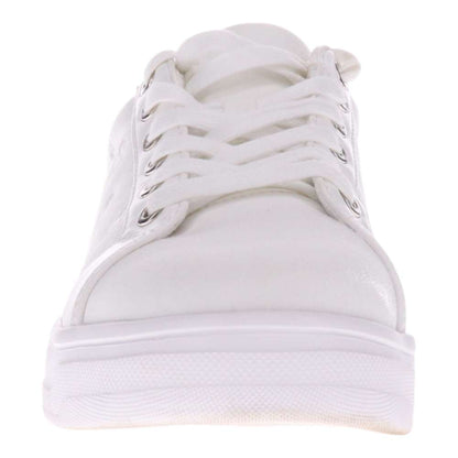Paisley Floral Lace-Up Casual Sneaker - White/Silver Patch