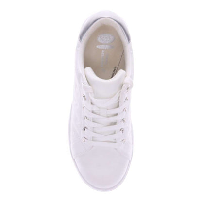 Paisley Floral Lace-Up Casual Sneaker - White/Silver Patch