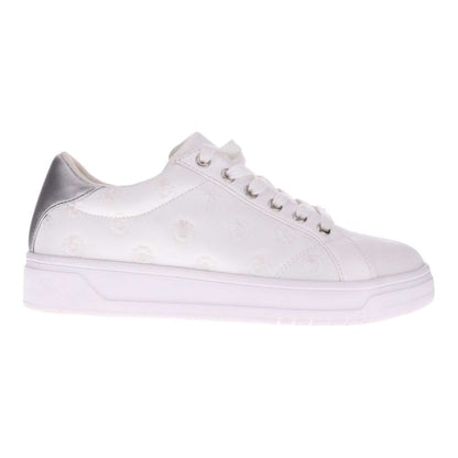 Paisley Floral Lace-Up Casual Sneaker - White/Silver Patch