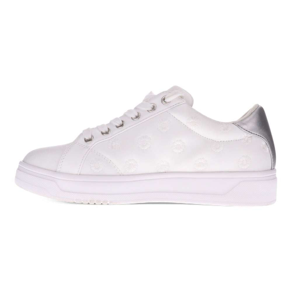 Paisley Floral Lace-Up Casual Sneaker - White/Silver Patch