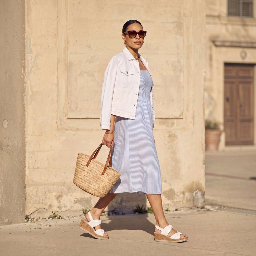 Riley Slingback Wedge - Bright White