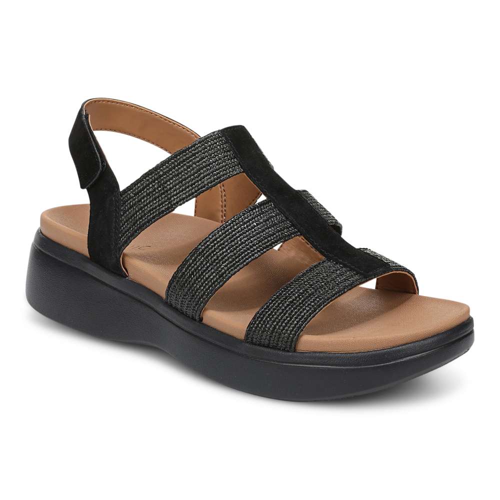 Sabrina Flatform Sandal - Black Suede