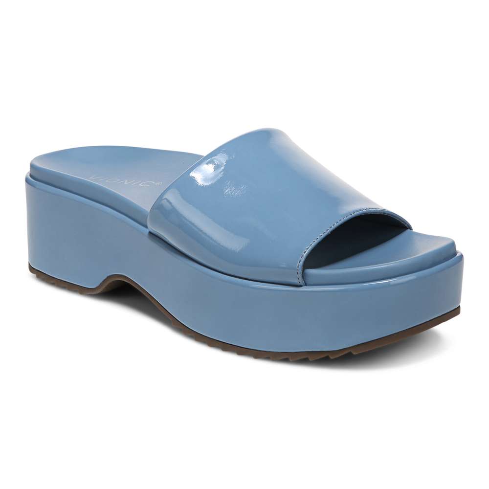 Trista Flatform Slide - Blue Shadow Patent