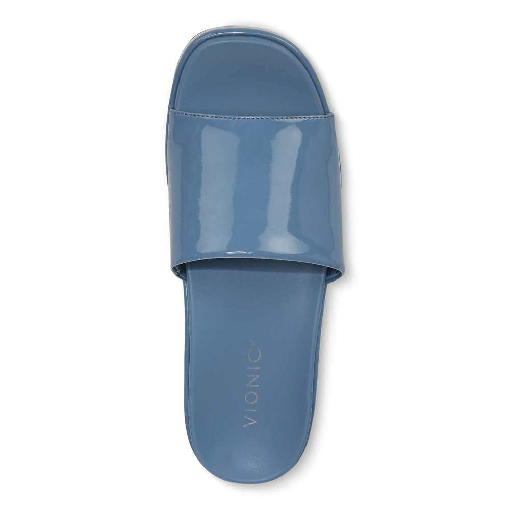 Trista Flatform Slide - Blue Shadow Patent