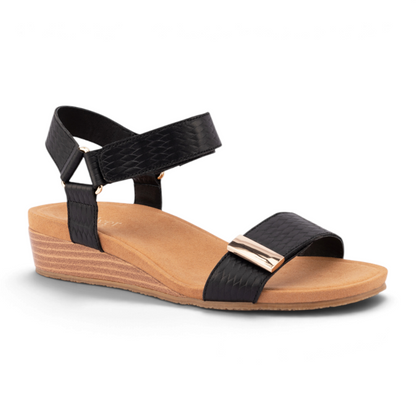 Utica Embossed Sandal - Black
