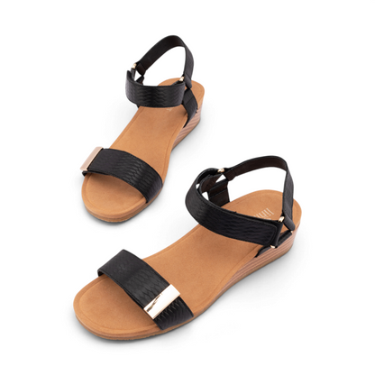 Utica Embossed Sandal - Black