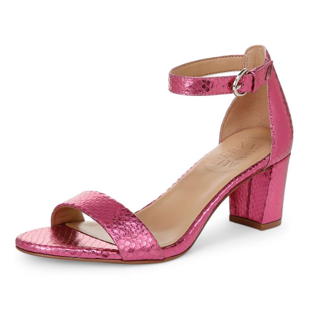 Vera Dress Sandal - Pink Metallic Snake Print Leather