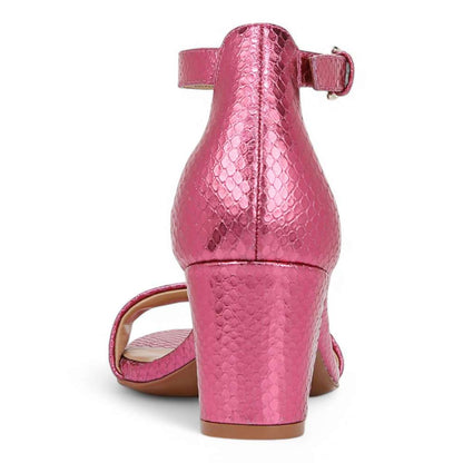 Vera Dress Sandal - Pink Metallic Snake Print Leather