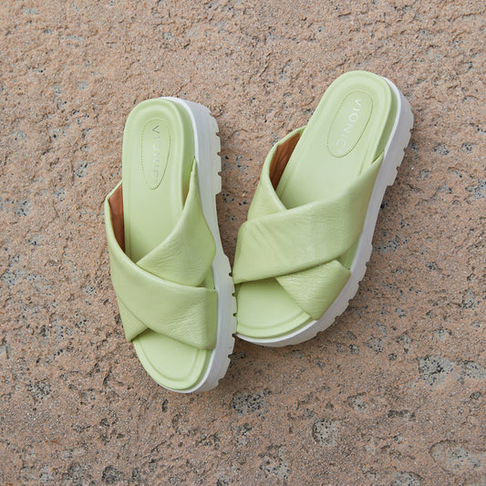 Lifestyle image for Vesta Flatform Lug Sandal - Pale Lime