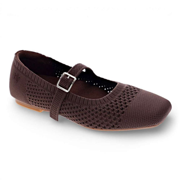 Violet Open Knit Flat - Chocolate