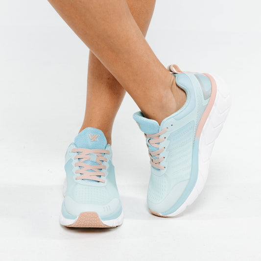 Lifestyle image for Walker Mesh III Active Sneaker - Lt Blue/Apricot